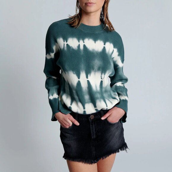One Teaspoon KHAKI TIE DYE RIB ROAM SWEATER $135 NWT